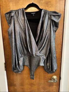 NWT Express Silver Metallic Bodysuit Size XS